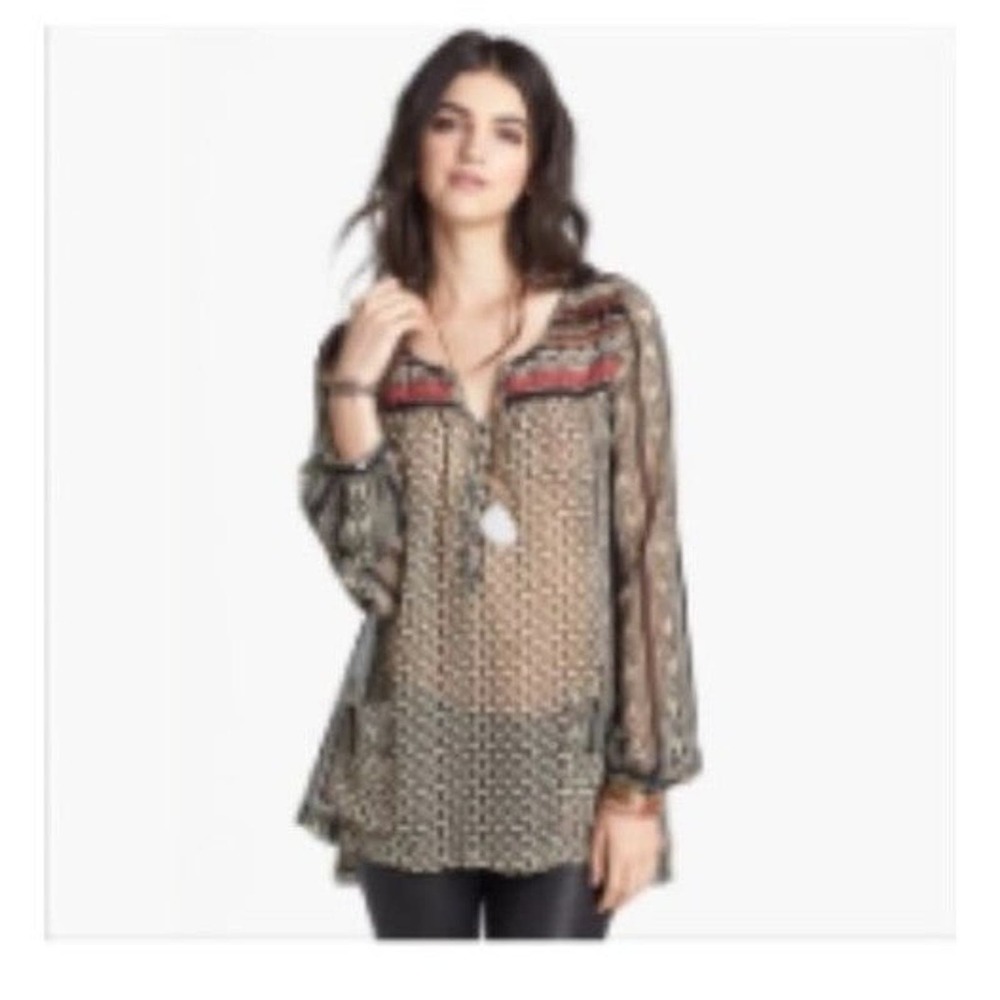 Free People Feather in the Wind beaded tunic top X small